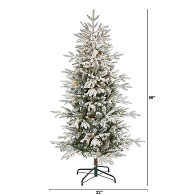 nearly natural 5.5-ft. Flocked Manchester Spruce Artificial Christmas Tree