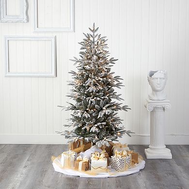 nearly natural 5.5-ft. Flocked Manchester Spruce Artificial Christmas Tree