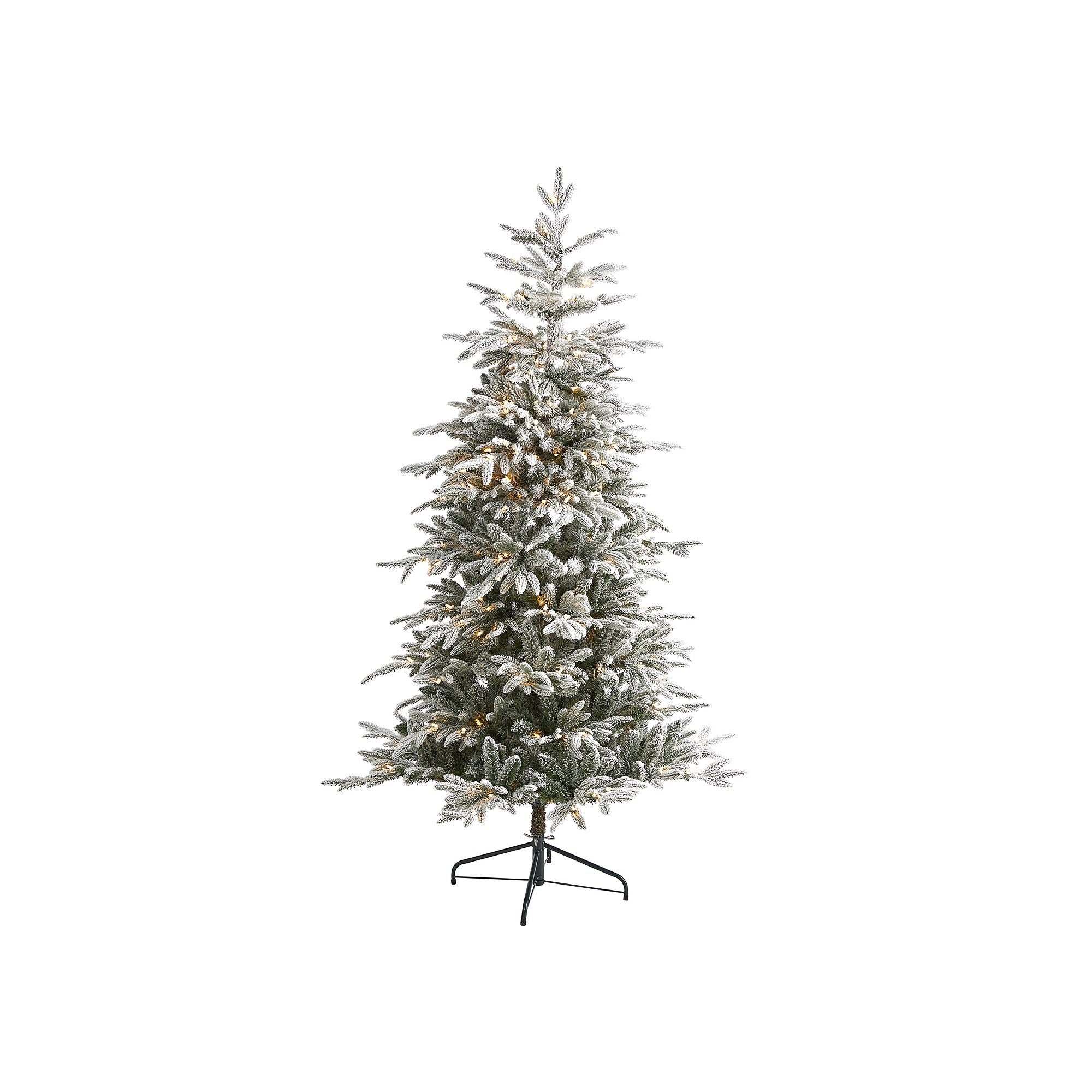 nearly natural 6.5-ft. Flocked Manchester Spruce Artificial Christmas Tree,