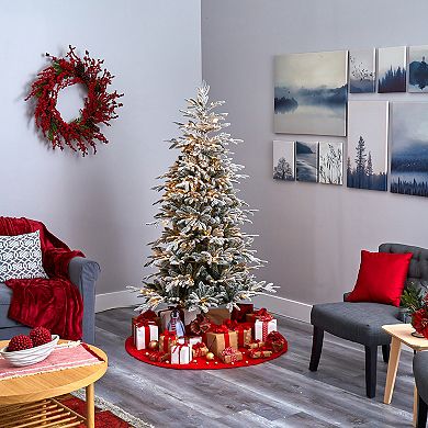 nearly natural 6.5-ft. Flocked Manchester Spruce Artificial Christmas Tree