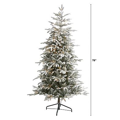 nearly natural 6.5-ft. Flocked Manchester Spruce Artificial Christmas Tree