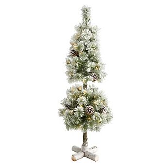 nearly natural 3-ft. Flocked Artificial Christmas Tree Topiary