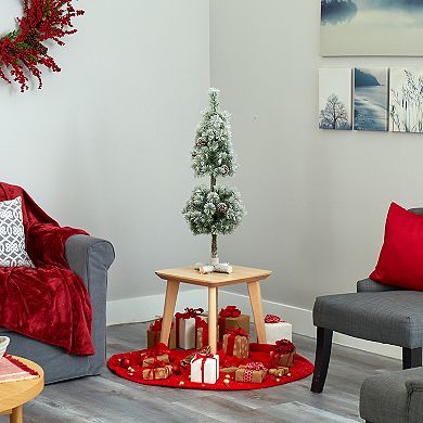 nearly natural 3-ft. Flocked Artificial Christmas Tree Topiary