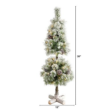 nearly natural 3-ft. Flocked Artificial Christmas Tree Topiary