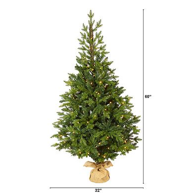 nearly natural 5-ft. Fraser Fir Natural Look Artificial Christmas Tree in Burlap Base
