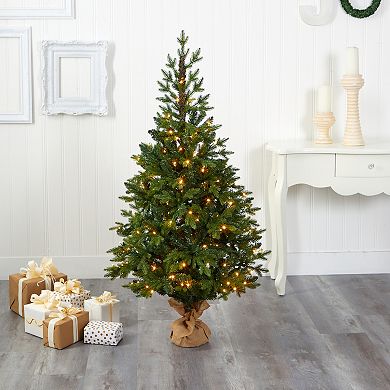 nearly natural 5-ft. Fraser Fir Natural Look Artificial Christmas Tree in Burlap Base