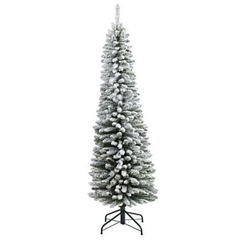 nearly natural 6-ft. Flocked Pencil Artificial Christmas Tree