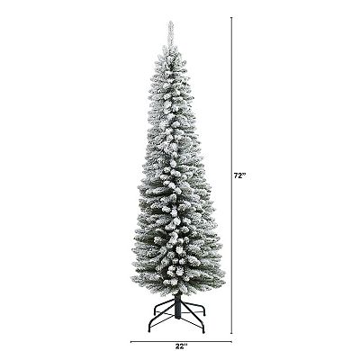 nearly natural 6-ft. Flocked Pencil Artificial Christmas Tree