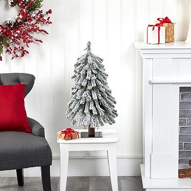 nearly natural 2-ft. Flocked Grand Alpine Artificial Christmas Tree