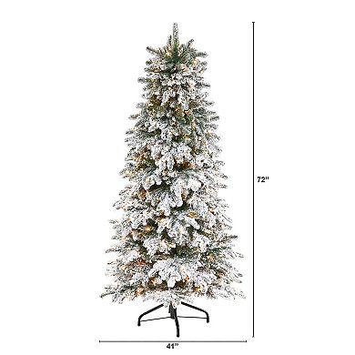 nearly natural 6-ft. Flocked North Carolina Fir Artificial Christmas Tree