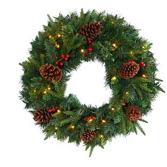 nearly natural 24 in Mixed Pine Artificial Christmas Wreath