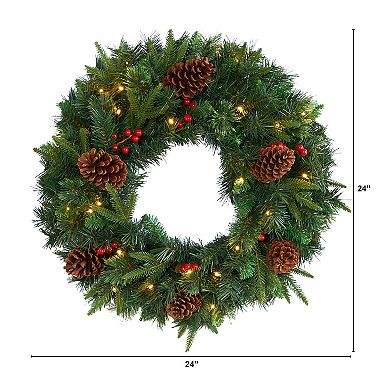 nearly natural 24-in. Mixed Pine Artificial Christmas Wreath