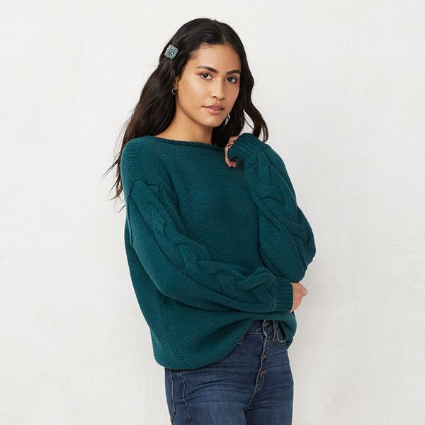 Women's LC Lauren Conrad Braided-Sleeve Sweater