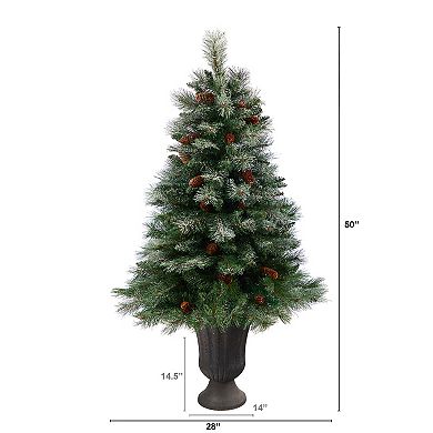 nearly natural 50-in. Snowed French Alps Mountain Pine Artificial Christmas Tree