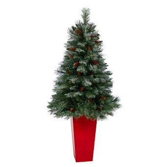 nearly natural 55 in Snowed French Alps Mountain Pine Artificial Christmas Tree