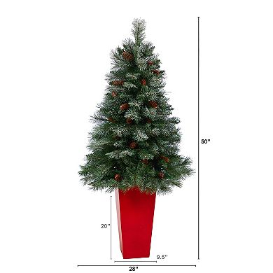 nearly natural 55-in. Snowed French Alps Mountain Pine Artificial Christmas Tree