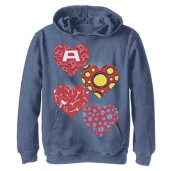 Boys 8-20 Marvel Heroes Symbol Hearts Valentine's Hoodie
