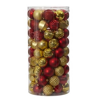 nearly natural Shatterproof Red Gold Finish Christmas Ornament 101 pc Set