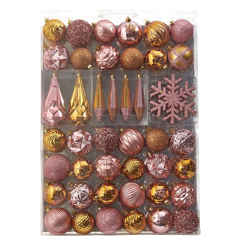 nearly natural Shatterproof Textured Glitter Christmas Ornament 52-piece Se