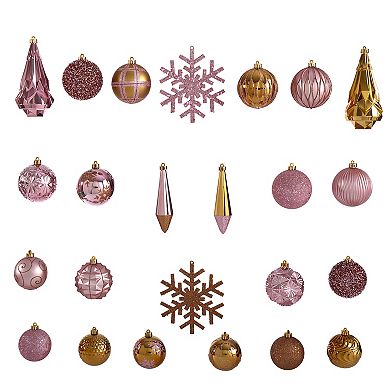 nearly natural Shatterproof Textured Glitter Christmas Ornament 52-piece Set