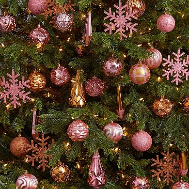 nearly natural Shatterproof Textured Glitter Christmas Ornament 52-piece Set