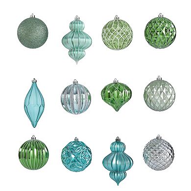 nearly natural Lux Shatterproof Textured Christmas Ornament 12-piece Set