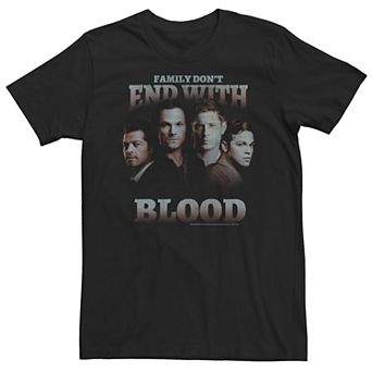 Big & Tall Supernatural Group Shot Family Don't End With Blood Tee