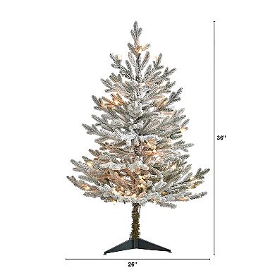 nearly natural 3-ft. Flocked Fraser Fir Artificial Christmas Tree