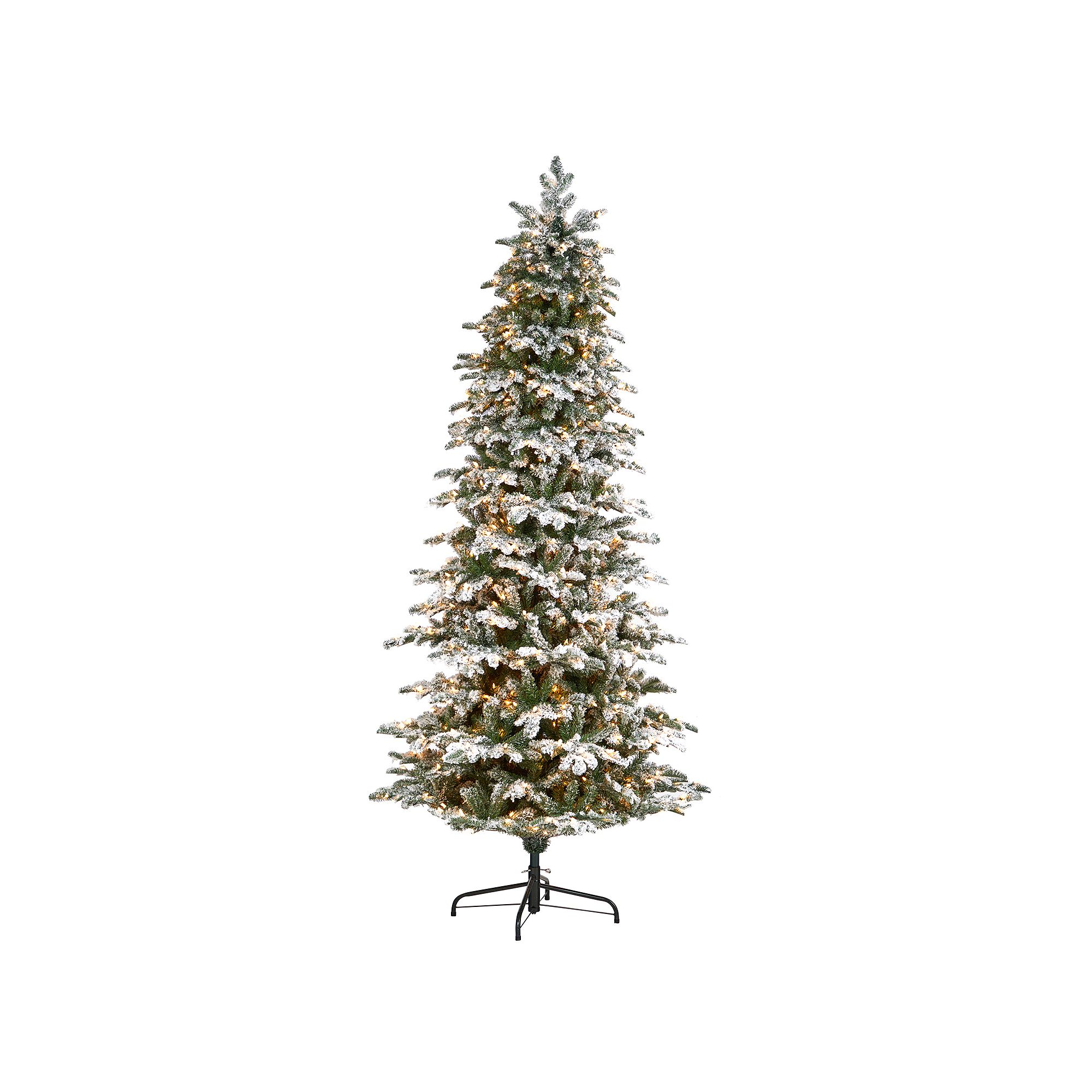 nearly natural 8-ft. Flocked North Carolina Fir Artificial Christmas Tree, 