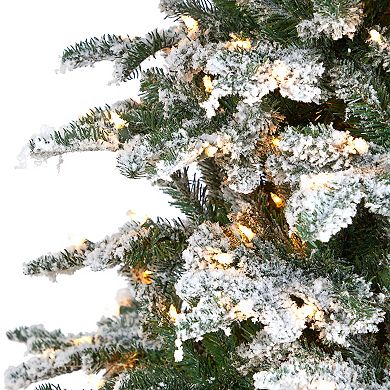 nearly natural 8-ft. Flocked North Carolina Fir Artificial Christmas Tree