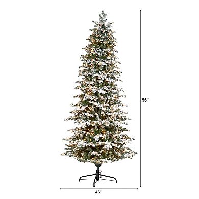 nearly natural 8-ft. Flocked North Carolina Fir Artificial Christmas Tree