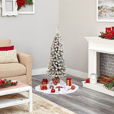 nearly natural 4-ft. Flocked Pencil Artificial Christmas Tree