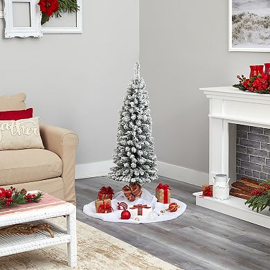 nearly natural 4-ft. Flocked Pencil Artificial Christmas Tree