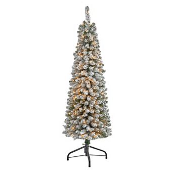 nearly natural 5-ft. Pre-Lit Flocked Pencil Artificial Christmas Tree
