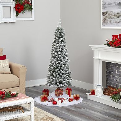 nearly natural 5-ft. Pre-Lit Flocked Pencil Artificial Christmas Tree