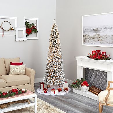 nearly natural 7-ft. Flocked Pencil Artificial Christmas Tree
