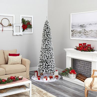 nearly natural 7-ft. Flocked Pencil Artificial Christmas Tree