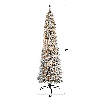 nearly natural 7-ft. Flocked Pencil Artificial Christmas Tree