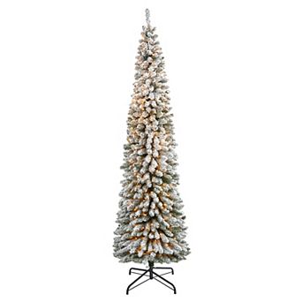 nearly natural 8-ft. Flocked Pencil Artificial Christmas Tree
