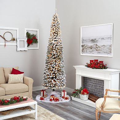 nearly natural 9-ft. Flocked Pencil Artificial Christmas Tree