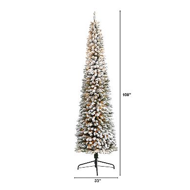 nearly natural 9-ft. Flocked Pencil Artificial Christmas Tree