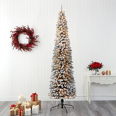 nearly natural 9-ft. Flocked Pencil Artificial Christmas Tree
