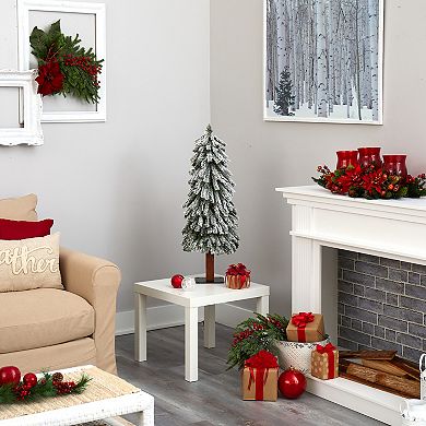 nearly natural 3-ft. Flocked Grand Alpine Artificial Christmas Tree