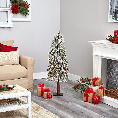 nearly natural 4-ft. Flocked Grand Alpine Artificial Christmas Tree