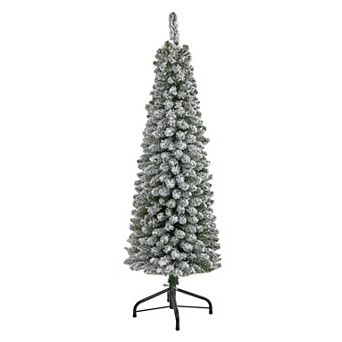nearly natural 5-ft. Flocked Pencil Artificial Christmas Tree