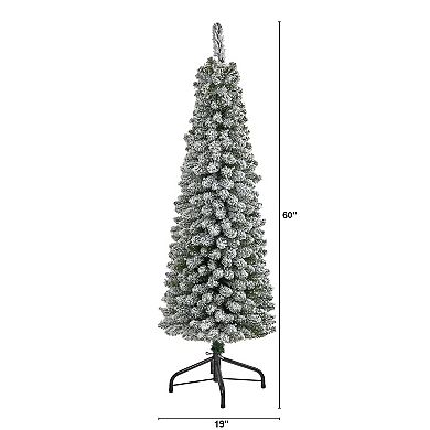 nearly natural 5-ft. Flocked Pencil Artificial Christmas Tree