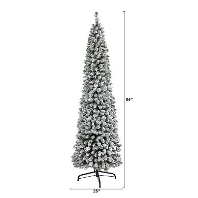 nearly natural 7-ft. Flocked Pencil Artificial Christmas Tree