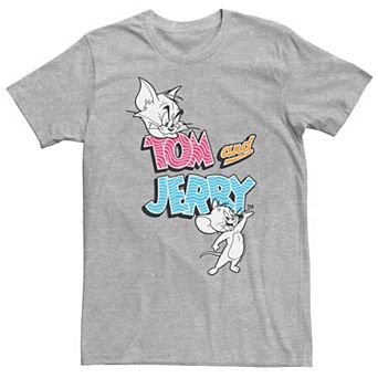 Big & Tall Tom and Jerry Retro Pattern Logo Tee