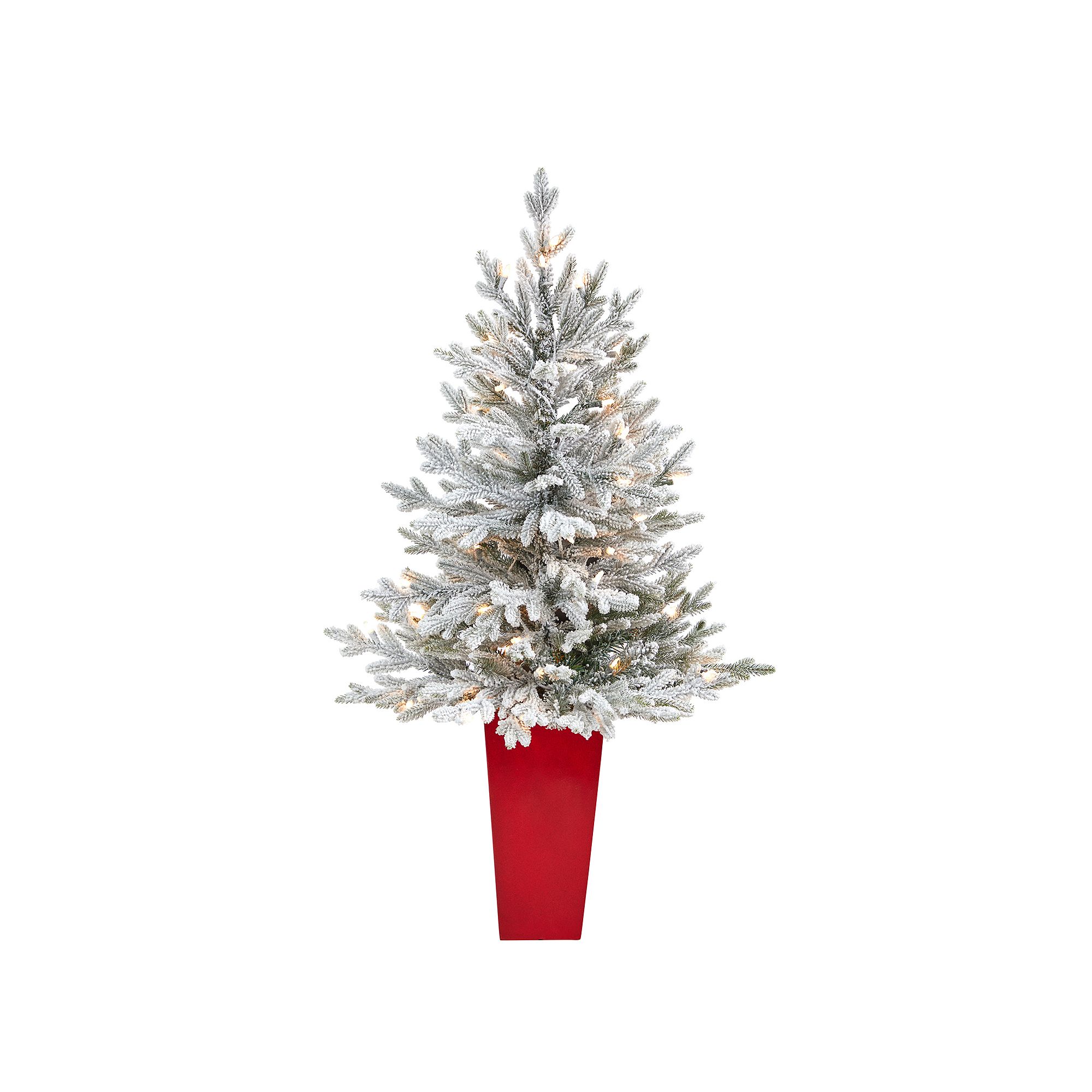 nearly natural 4-ft. Flocked Fraser Fir Artificial Christmas Tree in Pot, W