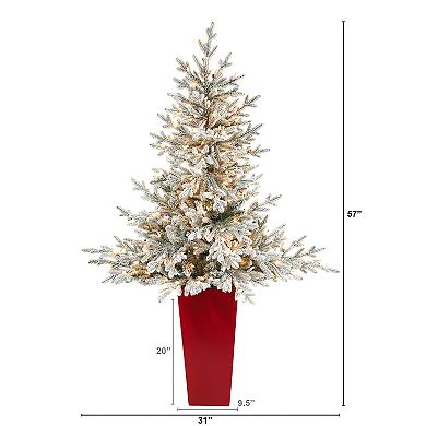 nearly natural 57-in. Flocked Fraser Fir Artificial Christmas Tree